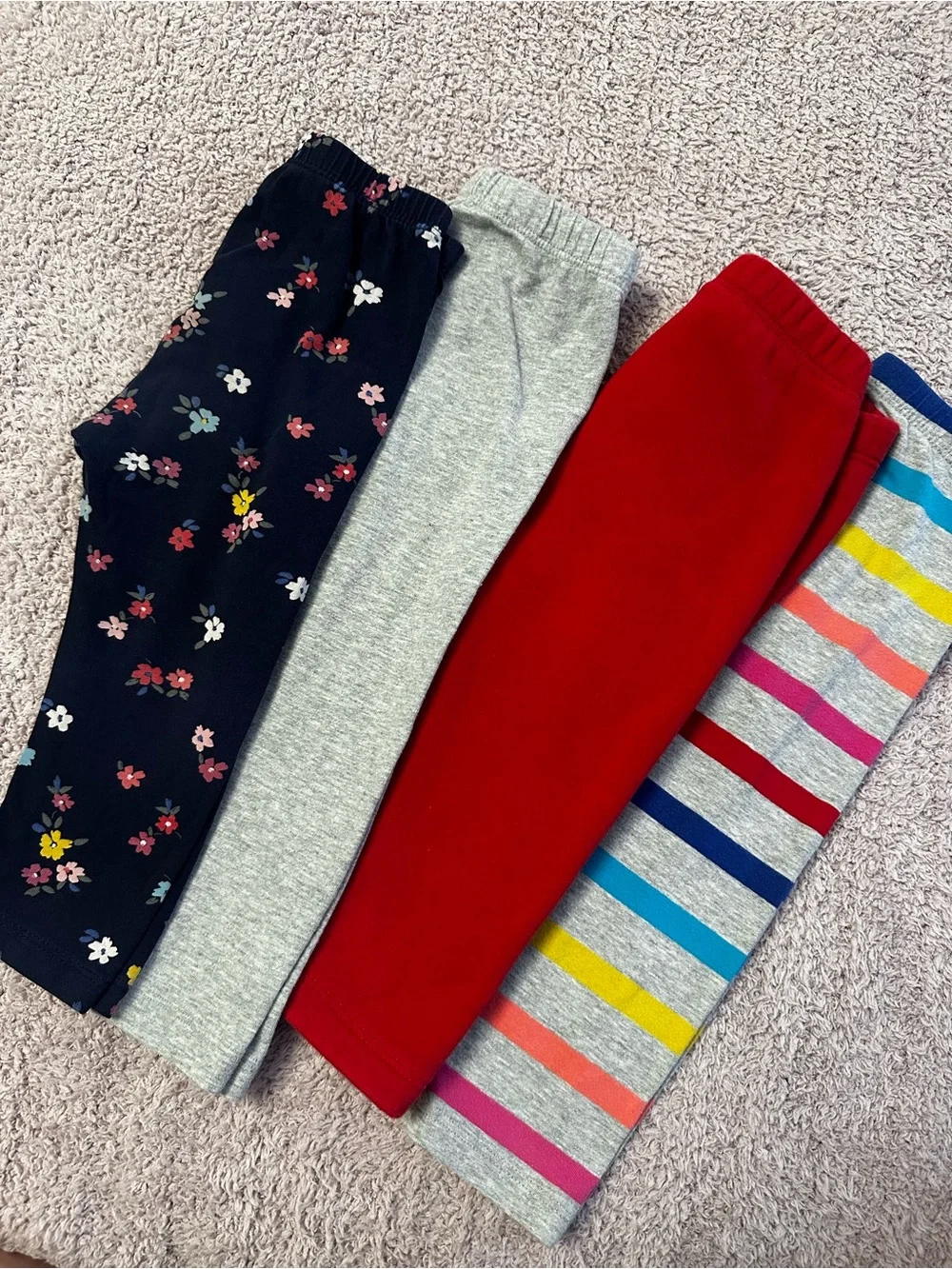 🌸 Baby Gap 12-18M Leggings Bundle of 4 | Floral Stripe Solids